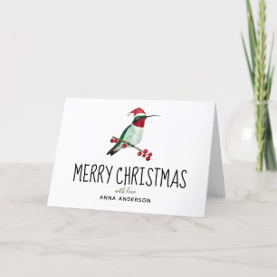 Custom Christmas Ruby-throated Hummingbird  Holiday Card
