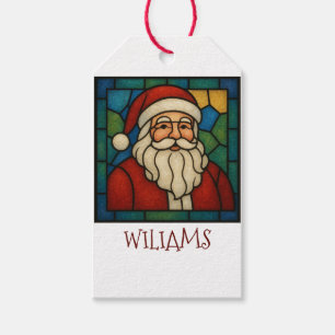 Custom Christmas Santa Art Deco Stained Glass Gift Tags