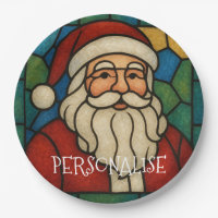 Custom Christmas Santa Art Deco Stained Glass