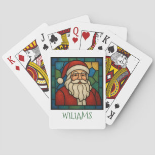 Custom Christmas Santa Art Deco Stained Glass Playing Cards