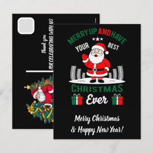 Custom Christmas Santa Claus Dunking Basketball Holiday Postcard