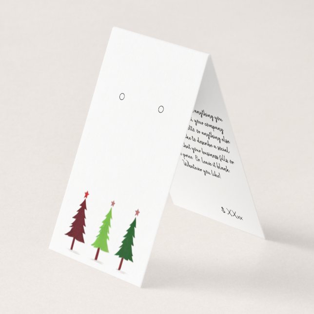 Custom Christmas Self-Stand Earring Display Cards (Front)