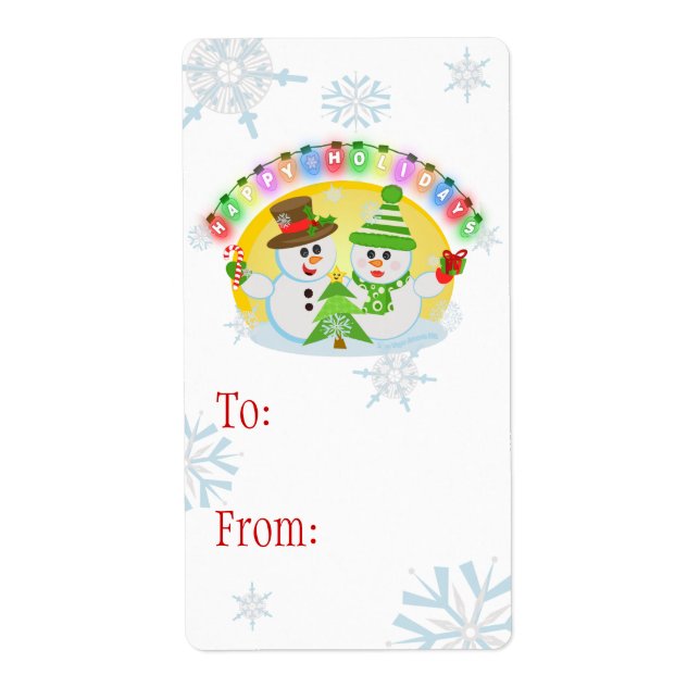 Custom Christmas Snowman Gift Labels (Front)
