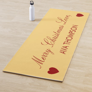 Custom Christmas Soft Gold Cranberry Red Script Yoga Mat