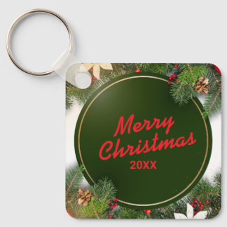 Custom Christmas Square Metal Keychain