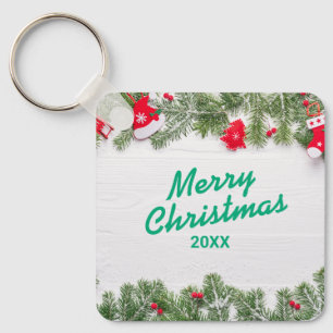 Custom Christmas Square Metal Keychain