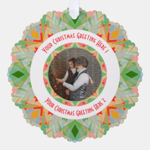 Custom Christmas Star Jolly Green Photo Greeting Tree Decoration Card