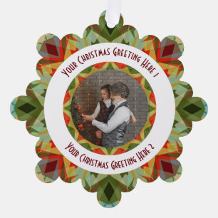 Custom Christmas Star Jolly Green Photo Greeting Tree Decoration Card