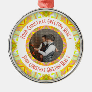 Custom Christmas Star Jolly Yellow Photo Greeting Metal Tree Decoration