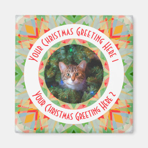 Custom Christmas Star Merry Green Jolly Red Yellow Magnet