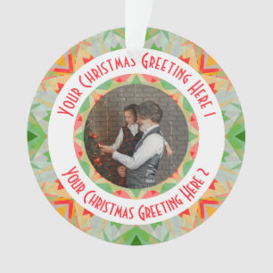 Custom Christmas Star Merry Green Photo Greeting Ornament