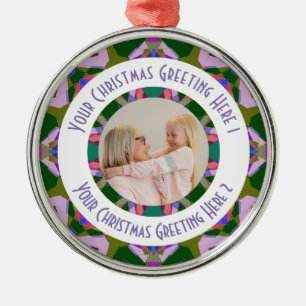 Custom Christmas Star Modern Green Photo Greeting Metal Tree Decoration