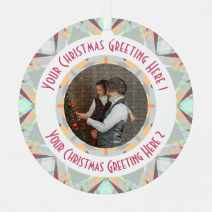 Custom Christmas Star Winter Grey Photo Greeting Metal Tree Decoration