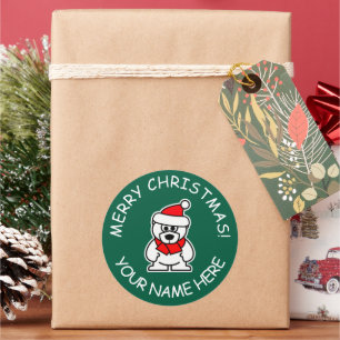Custom Christmas stickers with cute Santa bear