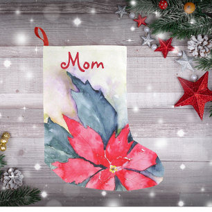 Custom Christmas Stocking - Pointcettia Red