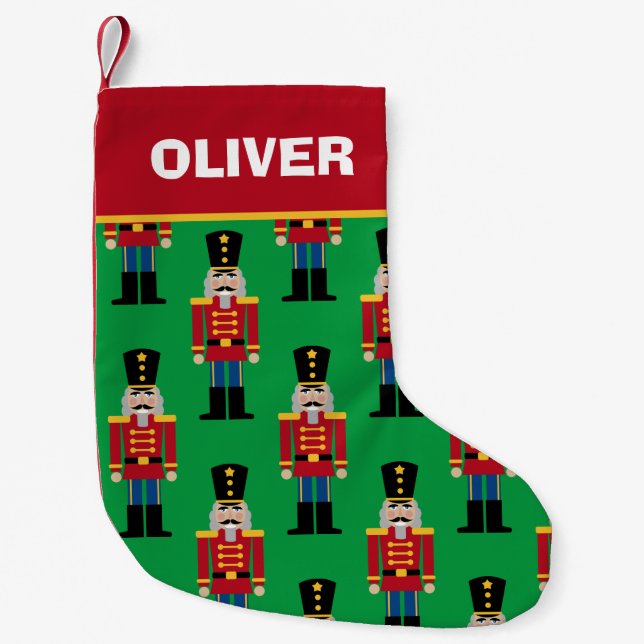 Custom Christmas stocking with nutcracker print (Front)