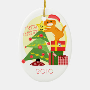 Custom Christmas Tree Ginger Cat Ornament