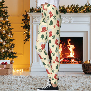 Custom Christmas Tree Sock Star Snowflake Pattern Leggings