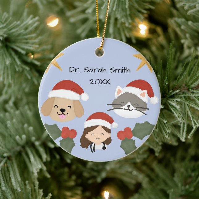 Custom Christmas Vet Friends Ceramic Tree Decoration (Tree)