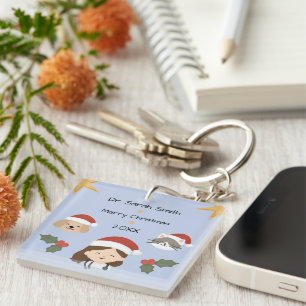 Custom Christmas Vet Friends Key Ring
