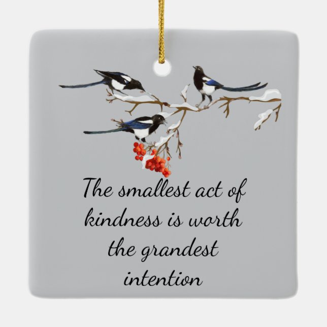Custom Christmas Volunteer Magpies Quote Ceramic Ornament (Back)