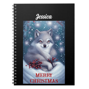Custom Christmas Wolf - Notebook
