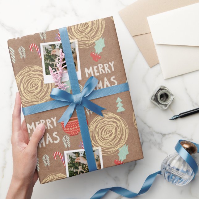 Custom Christmas Wrapping Paper with one photo (Gifting)