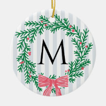 Custom Christmas Wreath Monogram and Greetings