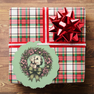 Custom Christmas Yellow Labrador Wreath Tree Decoration Card