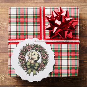 Custom Christmas Yellow Labrador Wreath Tree Decoration Card