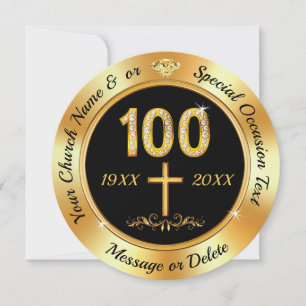 Custom, Church 100 Year Anniversary, Invitations