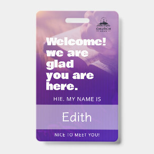 Custom Church Greeter Welcome Team Name Tag ID Badge