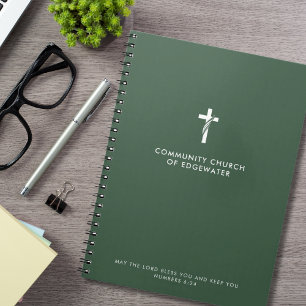 Custom Church Sermon Modern Cross Green Faith Notebook