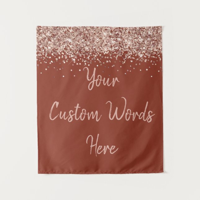 Custom Cinnamon and Rose Gold Birthday Party Photo Tapestry (Front)