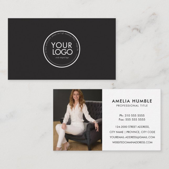 Custom Circle Logo & Photo Business card template (Front/Back)