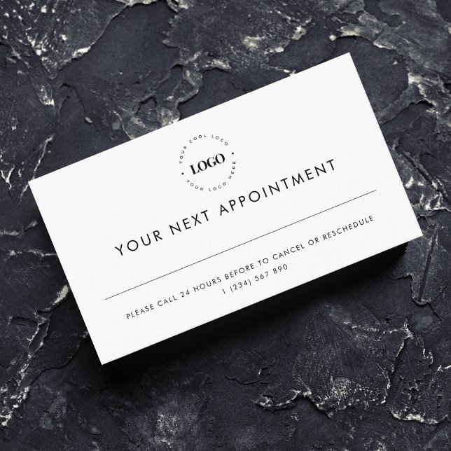 Custom Circle Logo Plain Business Appointment Card (Creator Uploaded)