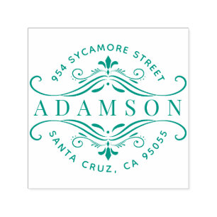 Custom Circular Family Name Modern Return Address Self-inking Stamp