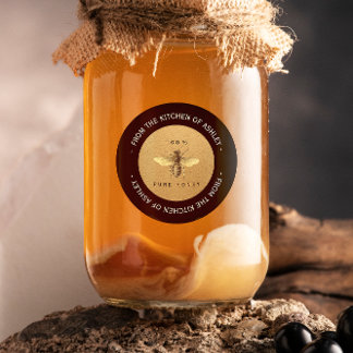 Custom Circular Homemade Honey Kitchen Kraft Bee Classic Round Sticker
