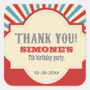 Custom, Circus Themed Party giveaway stickers