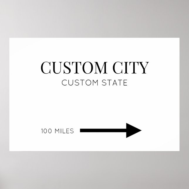 Custom City and State Arrow Mileage Poster (Front)