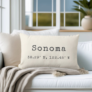 Custom City Coordinates Throw Pillow   Ivory