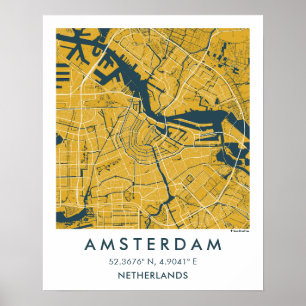 Custom City Map Amsterdam Netherlands Poster
