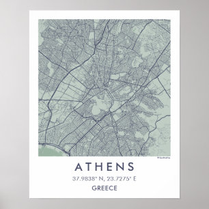Custom City Map Athens Greece Wall Art Poster