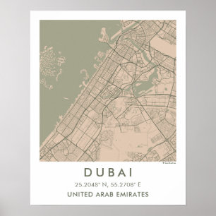 Custom City Map Dubai UAE Wall Art Poster
