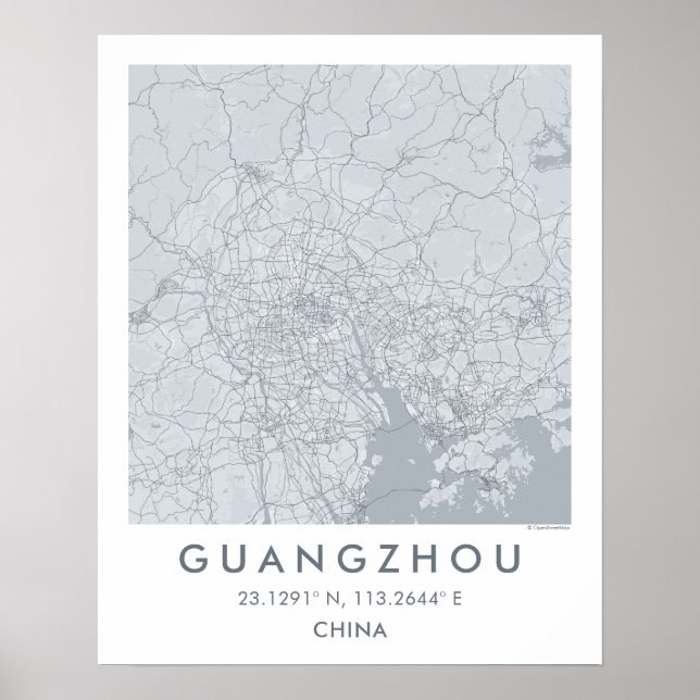 Custom City Map Guangzhou China Wall Art Poster (Front)