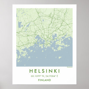 Custom City Map Helsinki Finland Wall Art Poster