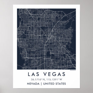 Custom City Map Las Vegas Nevada Wall Art Poster