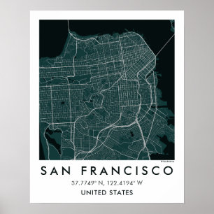 Custom City Map San Francisco Wall Art Poster
