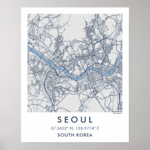 Custom City Map Seoul South Korea Wall Art Poster