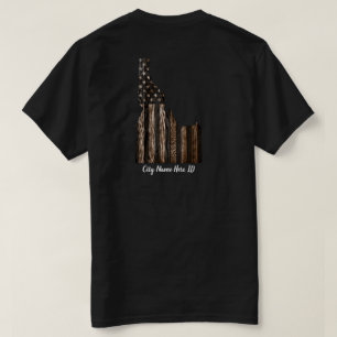 CUSTOM - CITY NAME - IDAHO PATRIOT BURNT WOOD BLK T-Shirt